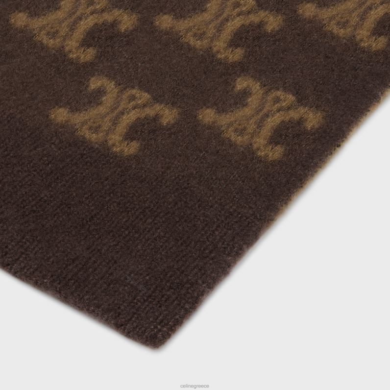 Κασκόλ από μονόγραμμα μαλλί, κασμίρ & μετάξι γυναίκες CELINE 640PT1183 αξεσουάρ καφέ