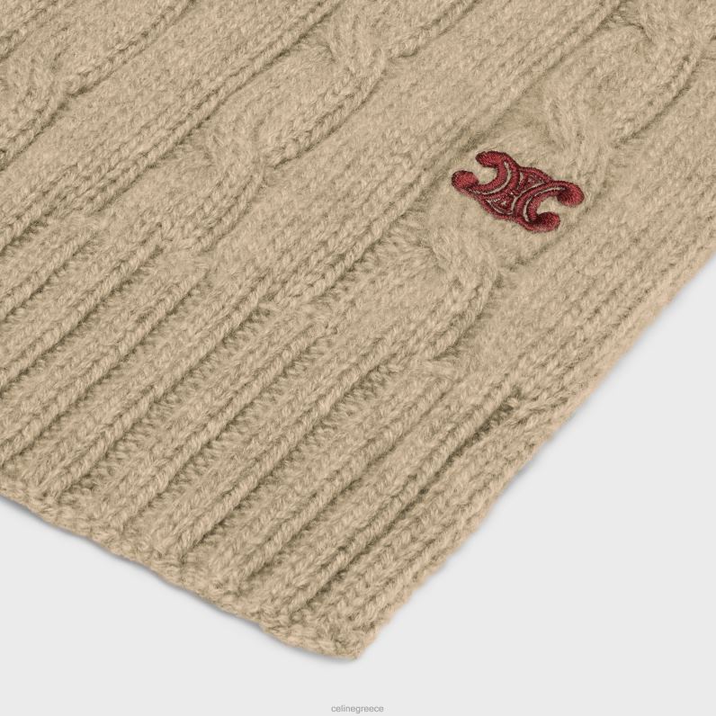 Κασκόλ θριαμβικό πλεκτό με καλώδιο από κασμίρ γυναίκες CELINE 640PT1185 αξεσουάρ ελαφρύ γκρι