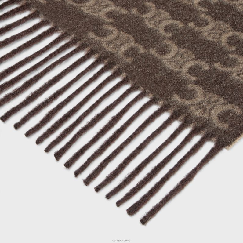 κασκόλ σε μονόγραμμα κασμίρι γυναίκες CELINE 640PT1197 αξεσουάρ μπεζ/μπεζ