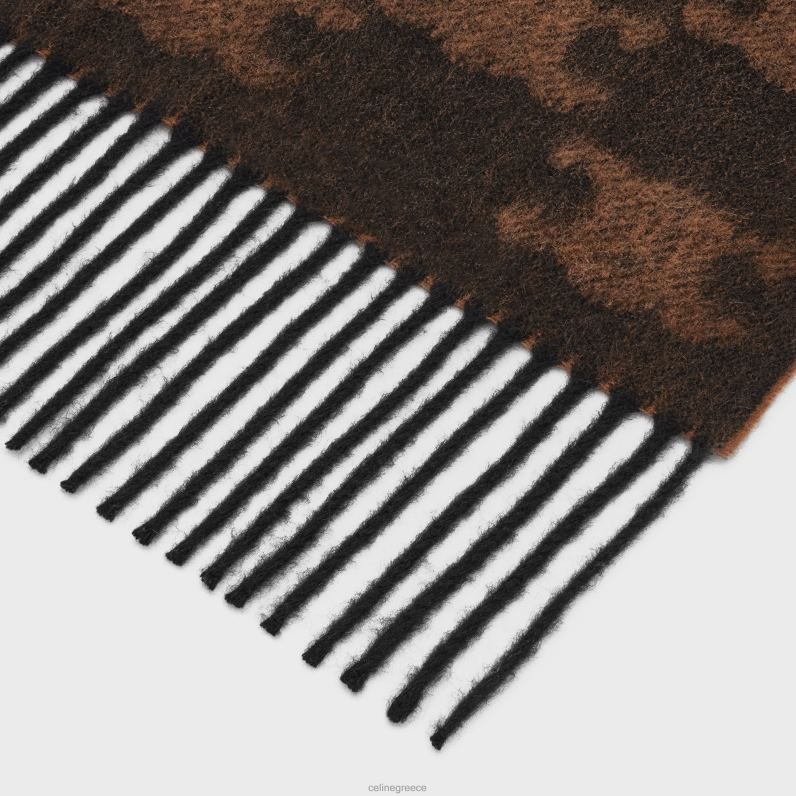 κασκόλ με κρόσσια σε μονόγραμμα κασμίρι άνδρες CELINE 640PT2260 αξεσουάρ μαύρο / καφέ