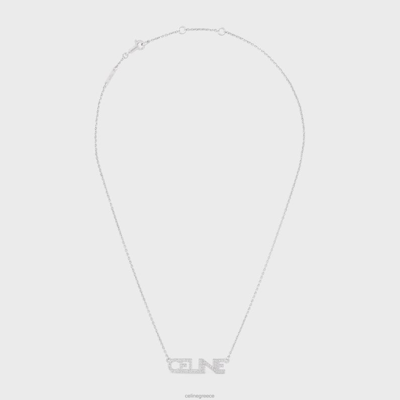 Μονόχρωμο κολιέ στρας από ορείχαλκο με φινίρισμα ροδίου & κρύσταλλα γυναίκες CELINE 640PT1251 αξεσουάρ ασήμι