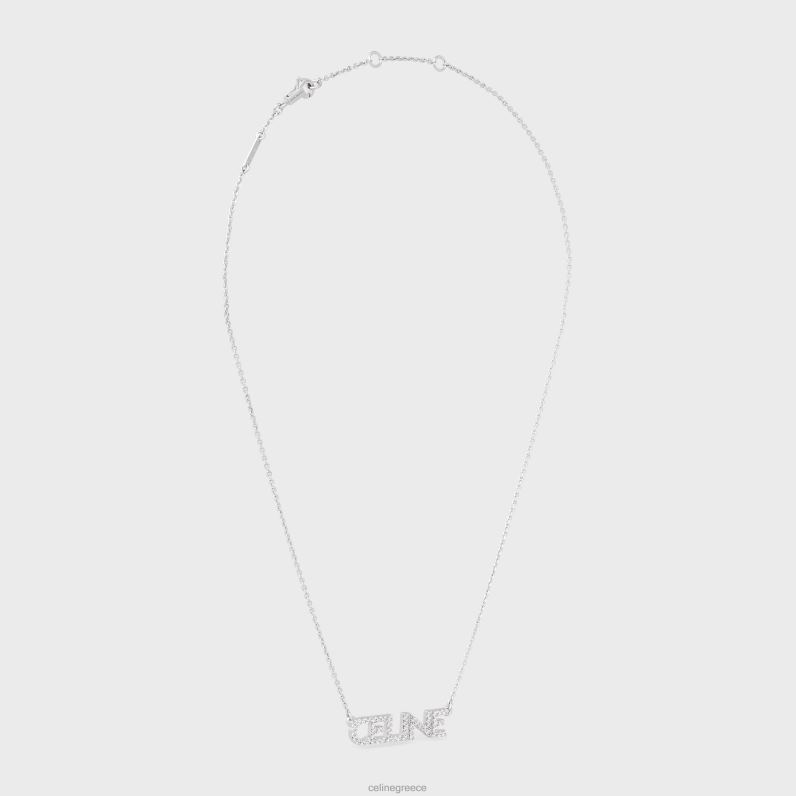 Μονόχρωμο κολιέ στρας από ορείχαλκο με φινίρισμα ροδίου & κρύσταλλα γυναίκες CELINE 640PT1251 αξεσουάρ ασήμι