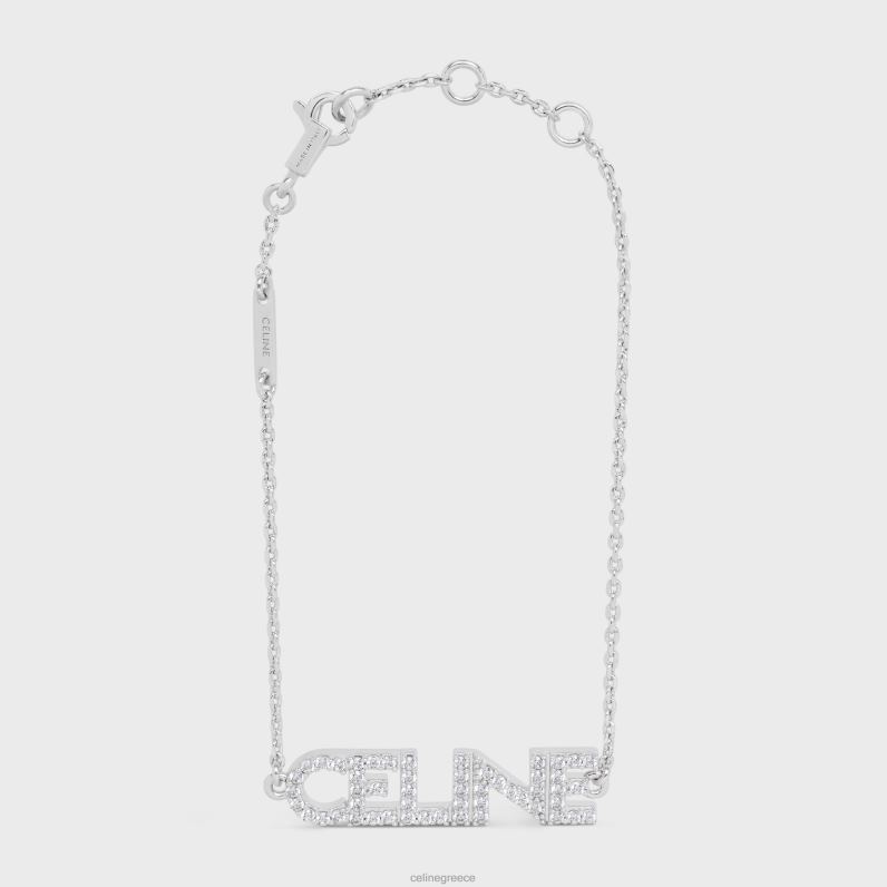 μονόχρωμο βραχιόλι στρας από ορείχαλκο με φινίρισμα ροδίου & κρύσταλλα γυναίκες CELINE 640PT1252 αξεσουάρ ασήμι