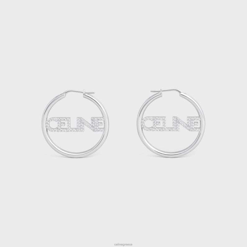μονόχρωμοι στρας κρίκοι από ορείχαλκο με φινίρισμα ροδίου & κρύσταλλα γυναίκες CELINE 640PT1253 αξεσουάρ ασήμι