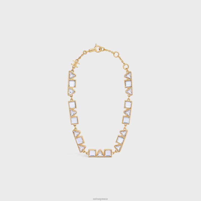 γεωμετρικό βραχιόλι από ορείχαλκο με φινίρισμα & στρας γυναίκες CELINE 640PT1266 αξεσουάρ χρυσός