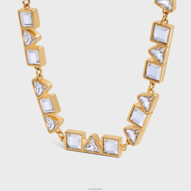 γεωμετρικό βραχιόλι από ορείχαλκο με φινίρισμα & στρας γυναίκες CELINE 640PT1266 αξεσουάρ χρυσός