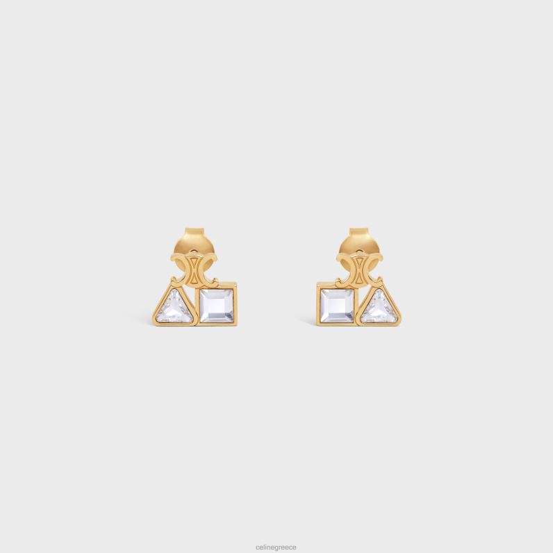 γεωμετρικά σκουλαρίκια από ορείχαλκο με φινίρισμα & στρας γυναίκες CELINE 640PT1267 αξεσουάρ χρυσός