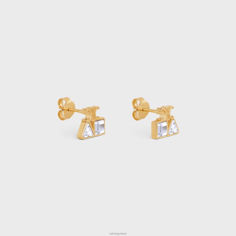 γεωμετρικά σκουλαρίκια από ορείχαλκο με φινίρισμα & στρας γυναίκες CELINE 640PT1267 αξεσουάρ χρυσός