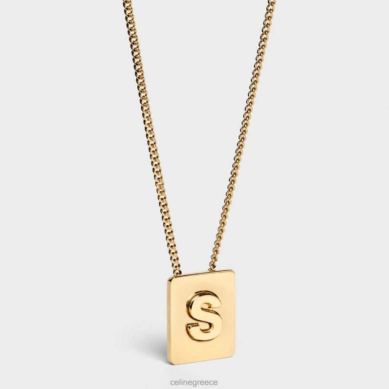Κολιέ αλφαβήτου από ορείχαλκο με φινίρισμα γυναίκες CELINE 640PT1342 αξεσουάρ χρυσός