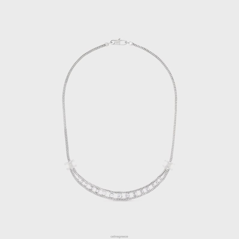 Κολιέ μαργαρίτα από ορείχαλκο με φινίρισμα ροδίου & στρας γυναίκες CELINE 640PT1354 αξεσουάρ ασήμι