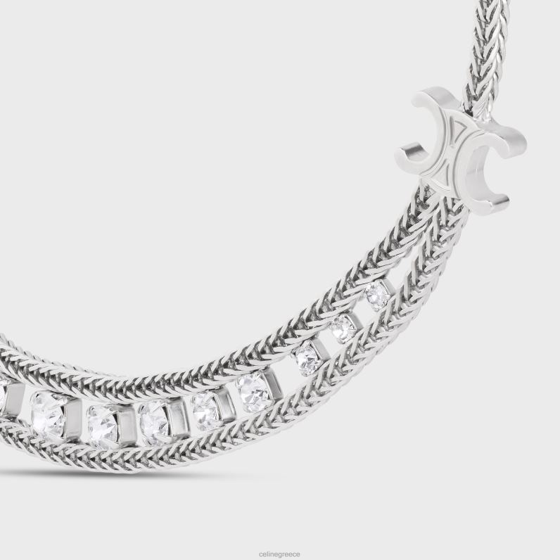 Κολιέ μαργαρίτα από ορείχαλκο με φινίρισμα ροδίου & στρας γυναίκες CELINE 640PT1354 αξεσουάρ ασήμι