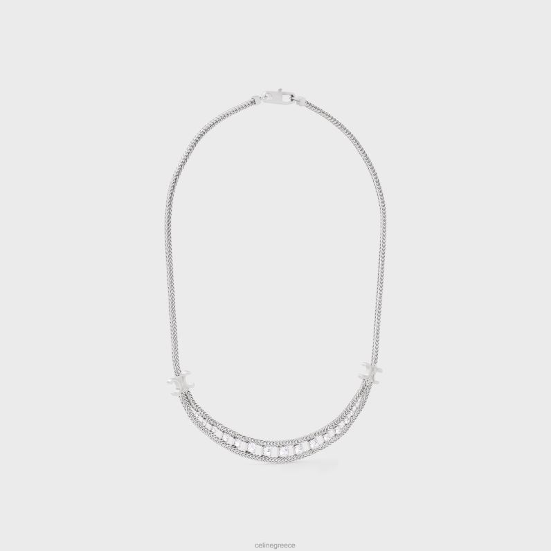Κολιέ μαργαρίτα από ορείχαλκο με φινίρισμα ροδίου & στρας γυναίκες CELINE 640PT1354 αξεσουάρ ασήμι