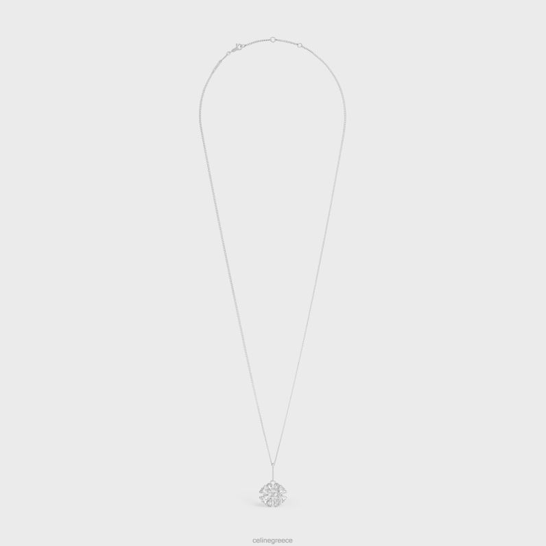 Κολιέ μαργαρίτα από ορείχαλκο με φινίρισμα ροδίου & στρας γυναίκες CELINE 640PT1355 αξεσουάρ ασήμι