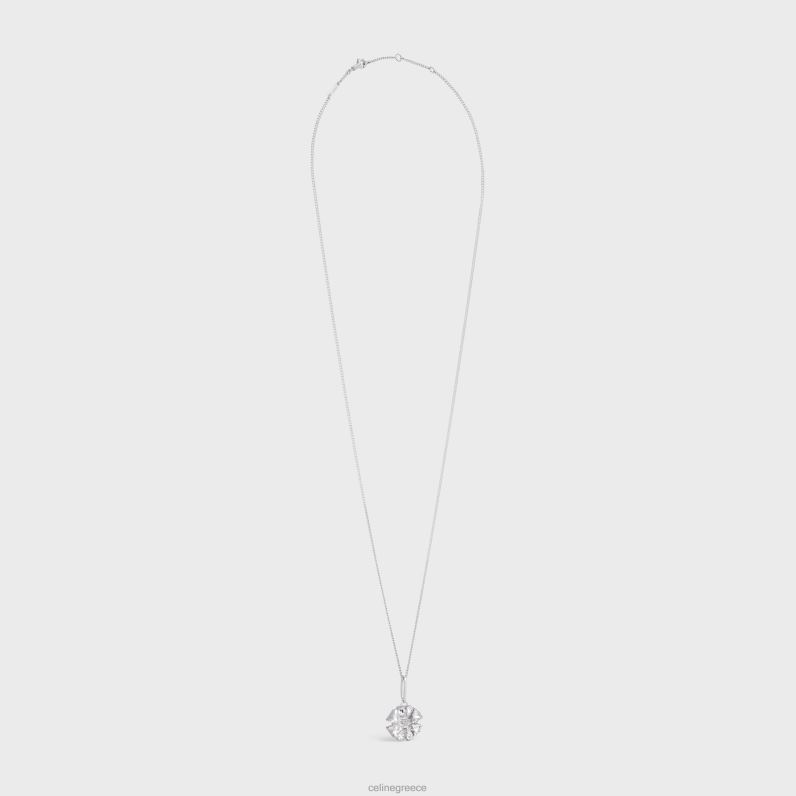 Κολιέ μαργαρίτα από ορείχαλκο με φινίρισμα ροδίου & στρας γυναίκες CELINE 640PT1355 αξεσουάρ ασήμι
