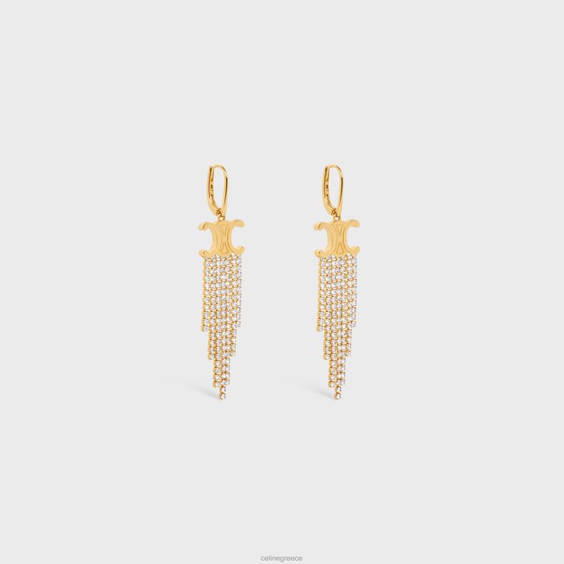 Triomphe κρόσσια σκουλαρίκια από ορείχαλκο με φινίρισμα & στρας γυναίκες CELINE 640PT1275 αξεσουάρ χρυσός