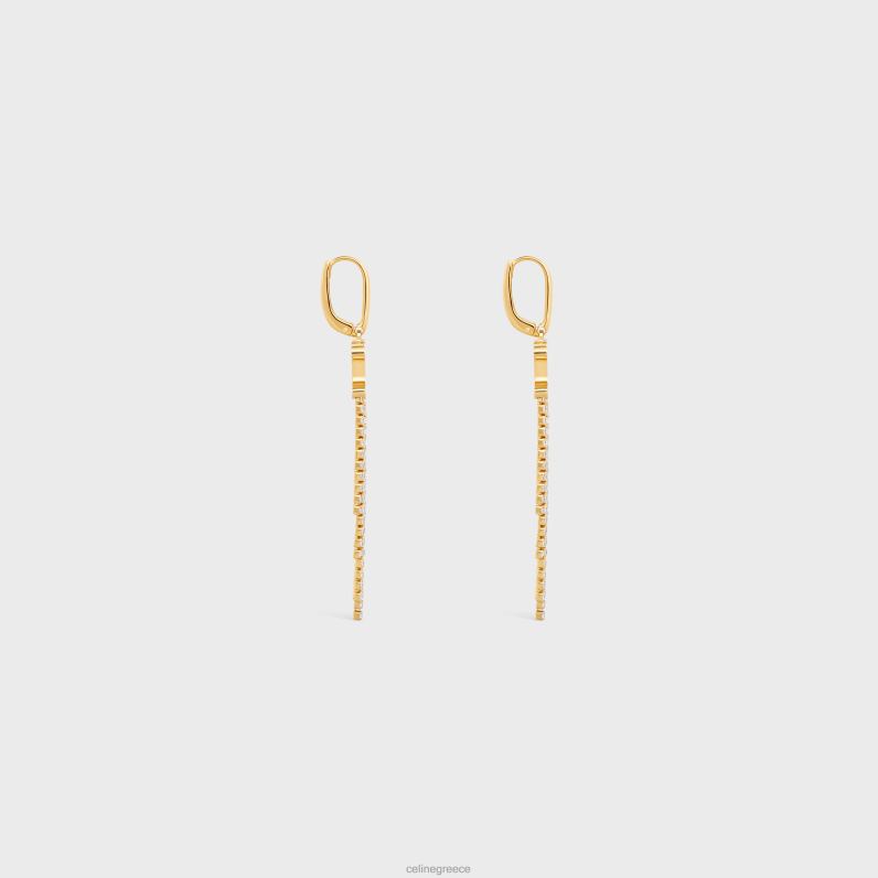 Triomphe κρόσσια σκουλαρίκια από ορείχαλκο με φινίρισμα & στρας γυναίκες CELINE 640PT1275 αξεσουάρ χρυσός