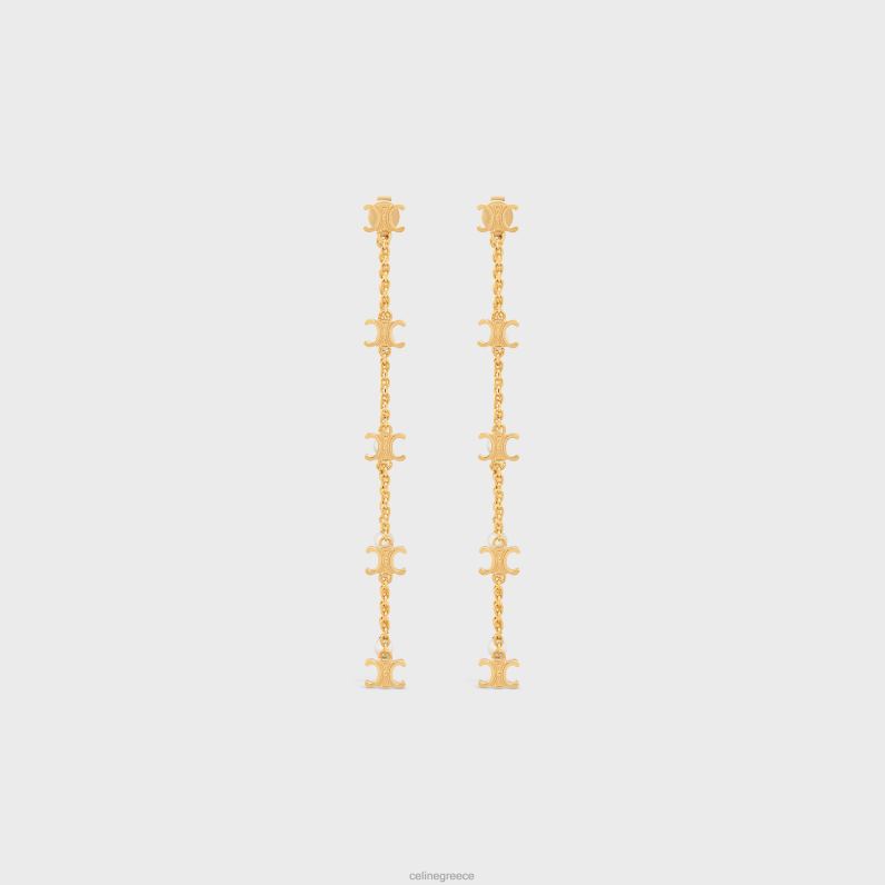 Triomphe μακριά μαργαριτάρια σκουλαρίκια από ορείχαλκο με χρυσό φινίρισμα & πέρλες ρητίνης γυναίκες CELINE 640PT1283 αξεσουάρ χρυσό/ελεφαντόδοντο