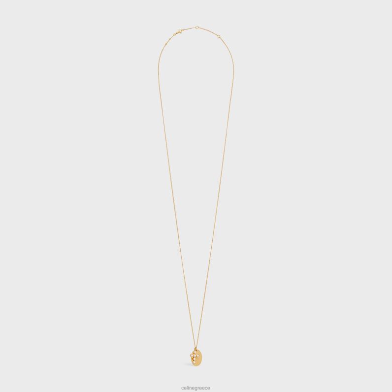 Triomphe folk μαργαριταρένιο κολιέ από ορείχαλκο με χρυσό φινίρισμα & πέρλες ρητίνης γυναίκες CELINE 640PT1295 αξεσουάρ χρυσό/ελεφαντόδοντο