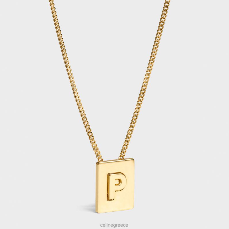 Κολιέ alphabet p από ορείχαλκο με φινίρισμα γυναίκες CELINE 640PT1339 αξεσουάρ χρυσός