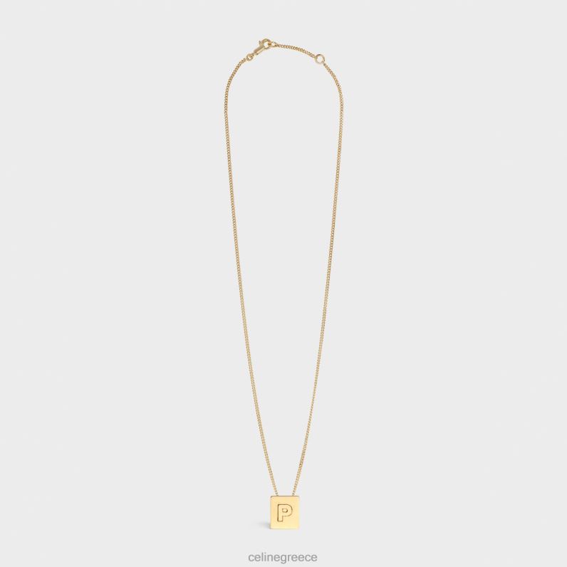 Κολιέ alphabet p από ορείχαλκο με φινίρισμα γυναίκες CELINE 640PT1339 αξεσουάρ χρυσός