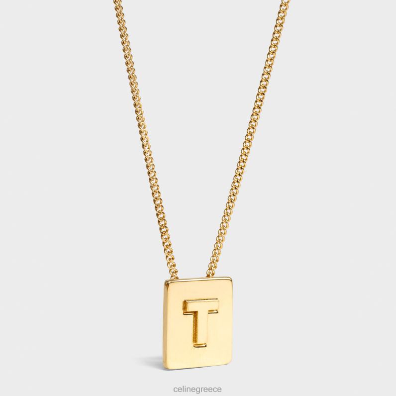 Κολιέ alphabet t από ορείχαλκο με φινίρισμα γυναίκες CELINE 640PT1343 αξεσουάρ χρυσός