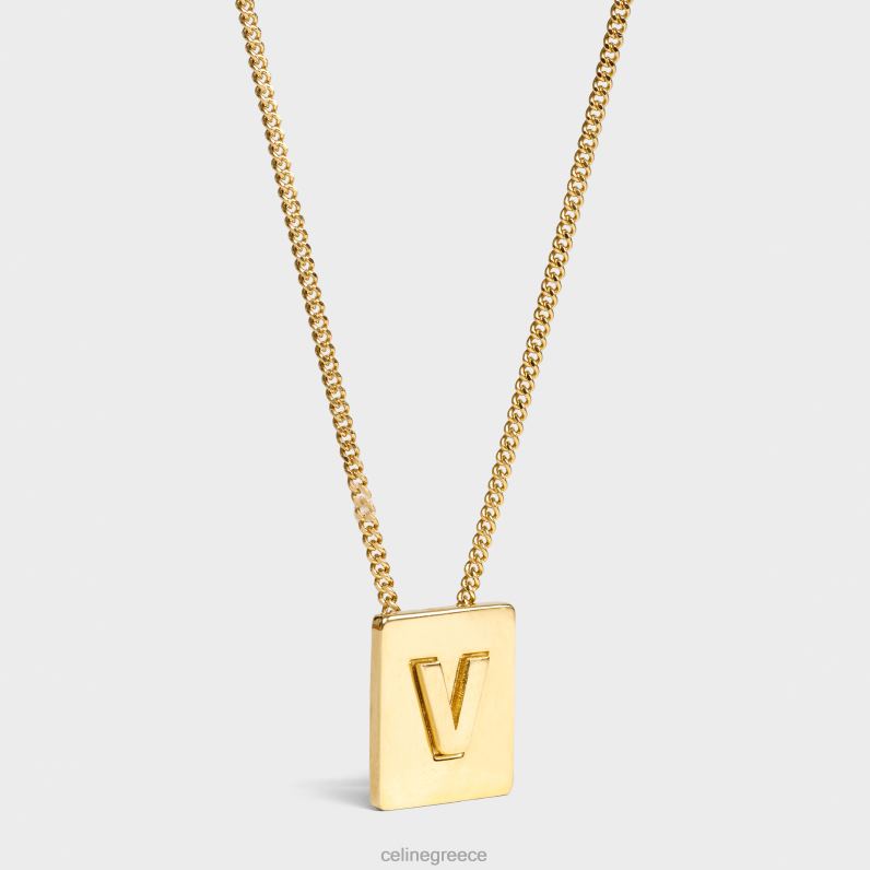 Κολιέ alphabet v από ορείχαλκο με φινίρισμα γυναίκες CELINE 640PT1345 αξεσουάρ χρυσός