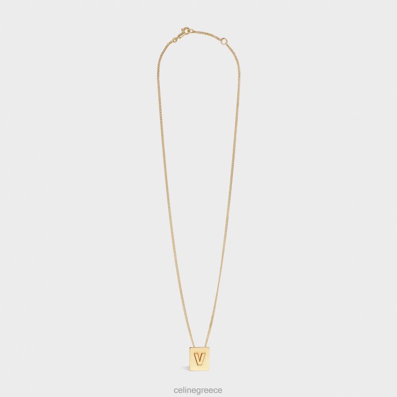 Κολιέ alphabet v από ορείχαλκο με φινίρισμα γυναίκες CELINE 640PT1345 αξεσουάρ χρυσός