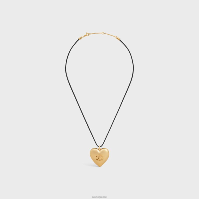 Κολιέ θριάμβου coeur από ορείχαλκο με χρυσό φινίρισμα & βαμβάκι γυναίκες CELINE 640PT1255 αξεσουάρ χρυσό/μαύρο