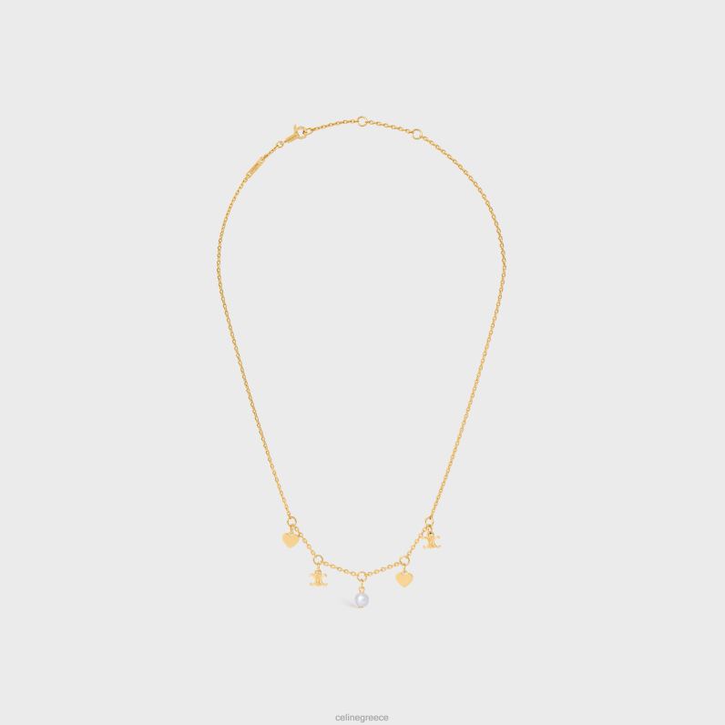 Κολιέ coeur charms από ορείχαλκο με χρυσό φινίρισμα & ρητίνη μαργαριτάρι γυναίκες CELINE 640PT1356 αξεσουάρ χρυσό/ελεφαντόδοντο