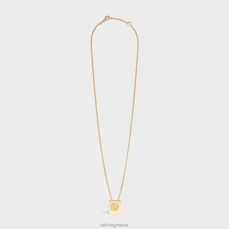 Αλφάβητο d κολιέ από ορείχαλκο με φινίρισμα γυναίκες CELINE 640PT1327 αξεσουάρ χρυσός