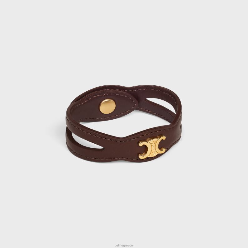 Βραχιόλι les cuirs από δέρμα μοσχαριού & ορείχαλκο με χρυσό φινίρισμα γυναίκες CELINE 640PT1258 αξεσουάρ χρυσό/κάστανο
