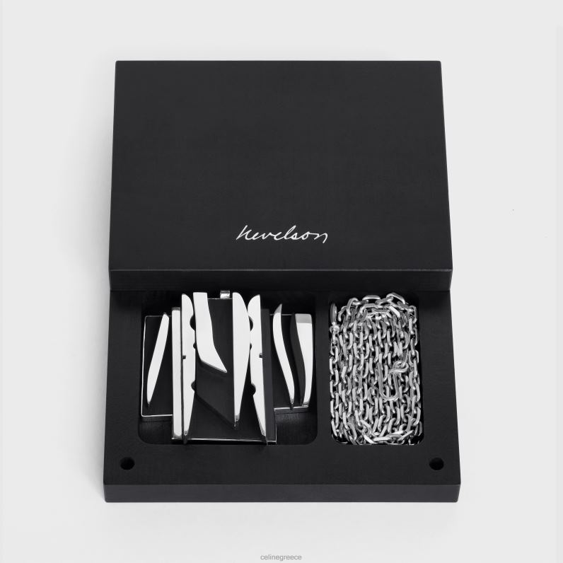 Κολιέ nevelson project από ασήμι 925 και ξύλο βελανιδιάς γυναίκες CELINE 640PT1363 αξεσουάρ ασημί/μαύρο