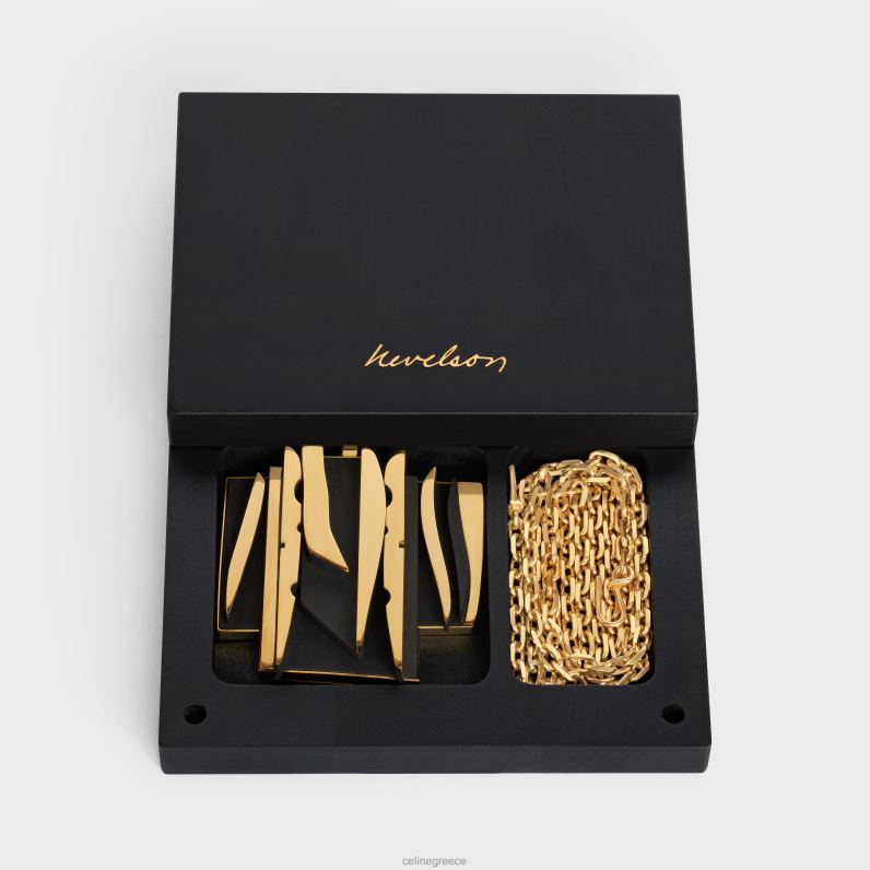 Κολιέ nevelson project vermeil & ξύλο βελανιδιάς γυναίκες CELINE 640PT1362 αξεσουάρ χρυσό/μαύρο
