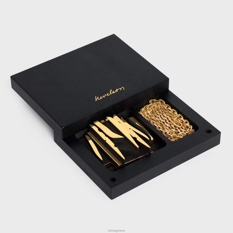 Κολιέ nevelson project vermeil & ξύλο βελανιδιάς γυναίκες CELINE 640PT1362 αξεσουάρ χρυσό/μαύρο