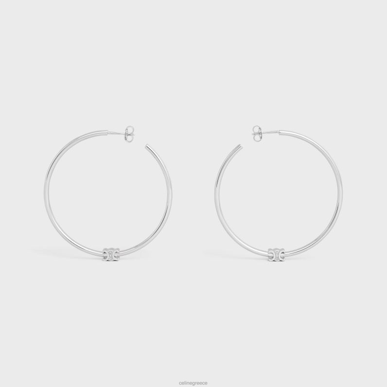 triomphe μεγάλοι κρίκοι από ορείχαλκο με φινίρισμα ροδίου γυναίκες CELINE 640PT1261 αξεσουάρ ασήμι