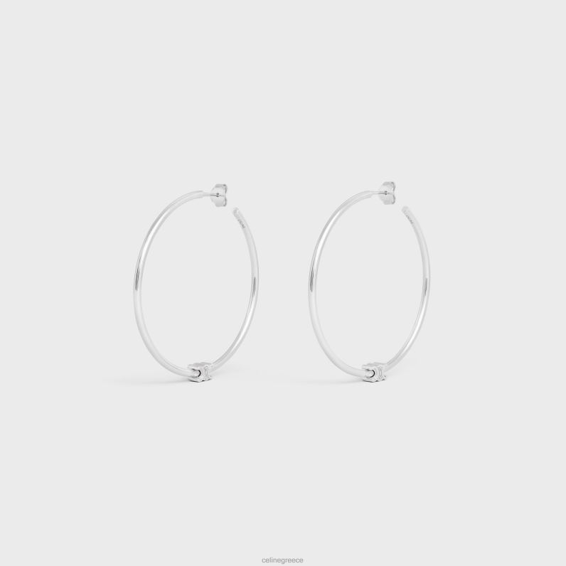 triomphe μεγάλοι κρίκοι από ορείχαλκο με φινίρισμα ροδίου γυναίκες CELINE 640PT1261 αξεσουάρ ασήμι