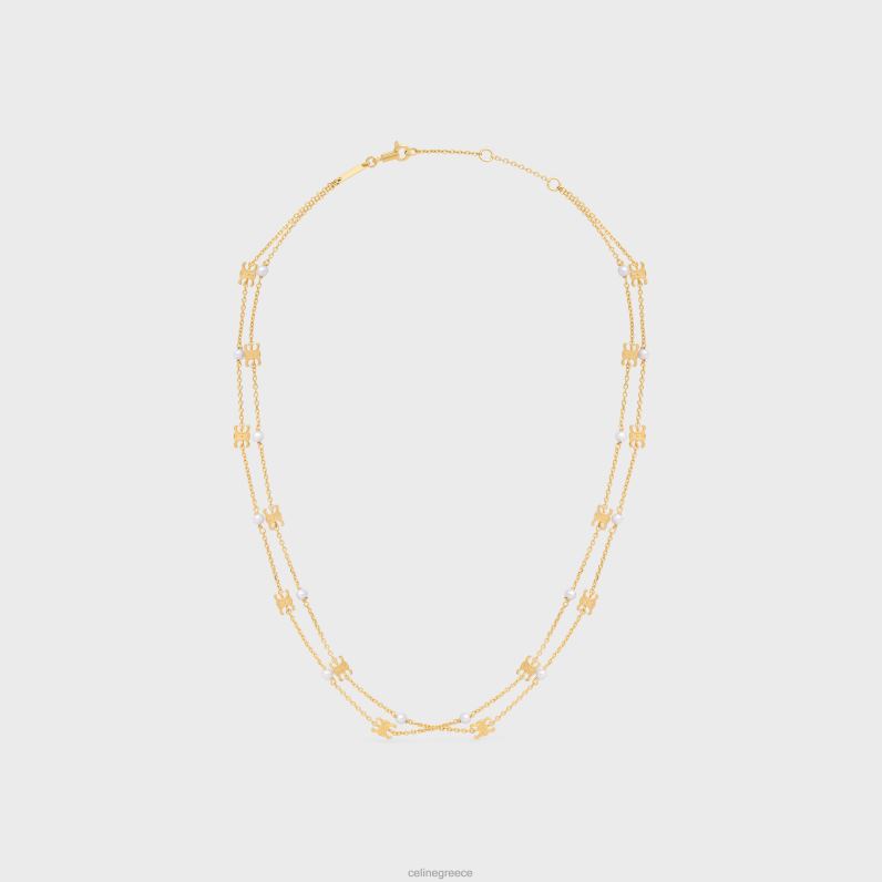 Διπλό κολιέ triomphe μαργαριτάρι από ορείχαλκο με χρυσό φινίρισμα & πέρλες ρητίνης γυναίκες CELINE 640PT1281 αξεσουάρ χρυσό/ελεφαντόδοντο
