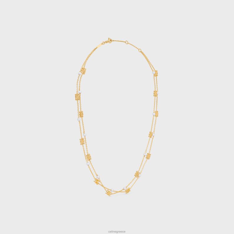 Διπλό κολιέ triomphe μαργαριτάρι από ορείχαλκο με χρυσό φινίρισμα & πέρλες ρητίνης γυναίκες CELINE 640PT1281 αξεσουάρ χρυσό/ελεφαντόδοντο