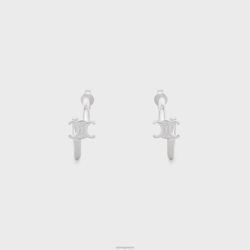 ασύμμετροι κρίκοι triomphe από ορείχαλκο με φινίρισμα ροδίου γυναίκες CELINE 640PT1292 αξεσουάρ ασήμι