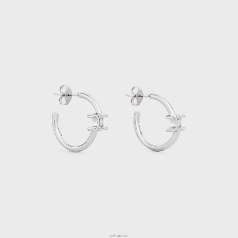 ασύμμετροι κρίκοι triomphe από ορείχαλκο με φινίρισμα ροδίου γυναίκες CELINE 640PT1292 αξεσουάρ ασήμι
