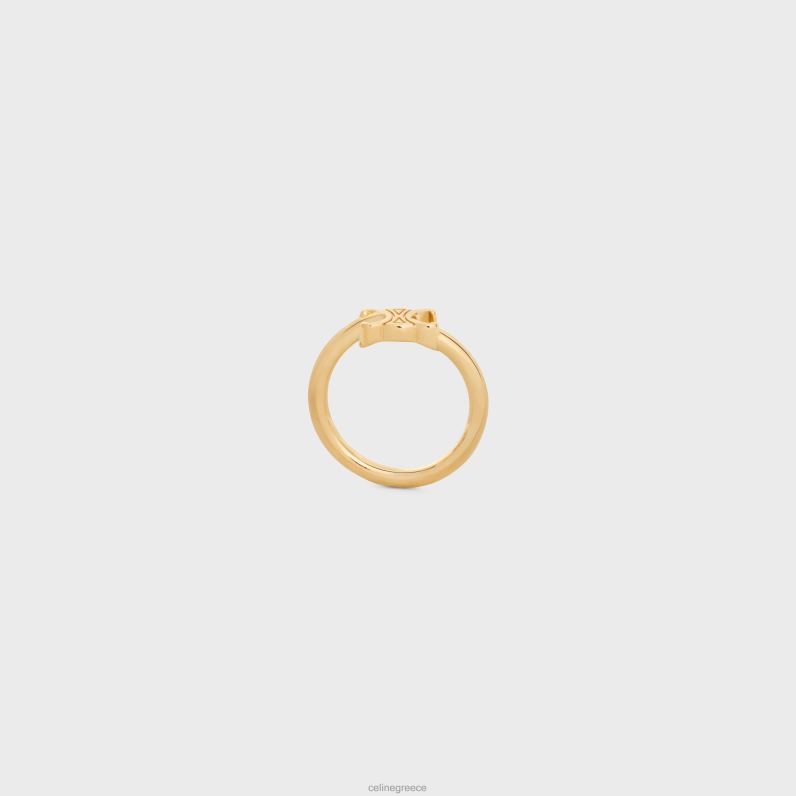 ασύμμετρο δαχτυλίδι triomphe από ορείχαλκο με φινίρισμα γυναίκες CELINE 640PT1293 αξεσουάρ χρυσός