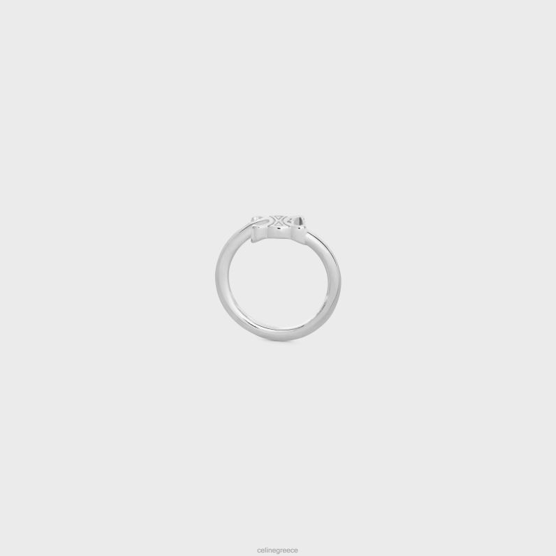 ασύμμετρο δαχτυλίδι triomphe από ορείχαλκο με φινίρισμα ροδίου γυναίκες CELINE 640PT1294 αξεσουάρ ασήμι