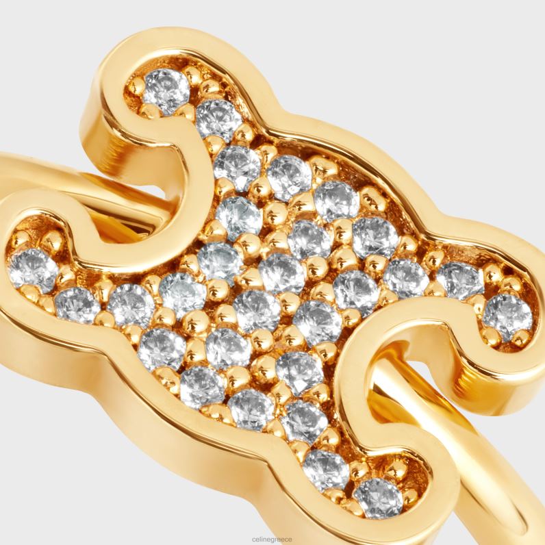 μικρό δαχτυλίδι από στρας triomphe από ορείχαλκο με φινίρισμα & κρύσταλλα γυναίκες CELINE 640PT1304 αξεσουάρ χρυσός
