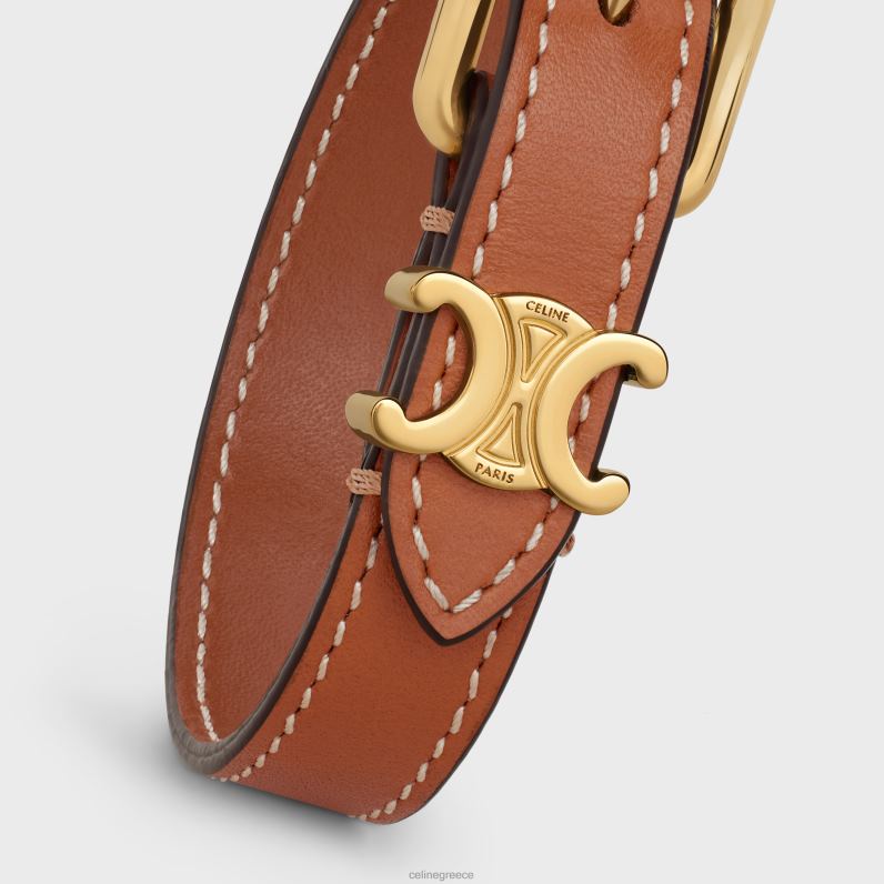 Βραχιόλι triomphe από δέρμα μοσχαριού & ορείχαλκο με χρυσό φινίρισμα γυναίκες CELINE 640PT1322 αξεσουάρ χρυσός/μαύρισμα