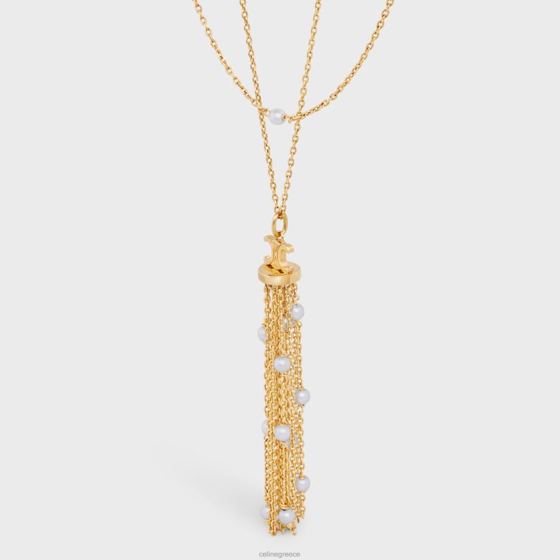 triomphe pearl sautoir από ορείχαλκο με χρυσό φινίρισμα & πέρλες ρητίνης γυναίκες CELINE 640PT1280 αξεσουάρ χρυσό/ελεφαντόδοντο