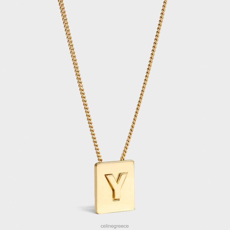 Κολιέ αλφάβητο y από ορείχαλκο με φινίρισμα γυναίκες CELINE 640PT1348 αξεσουάρ χρυσός