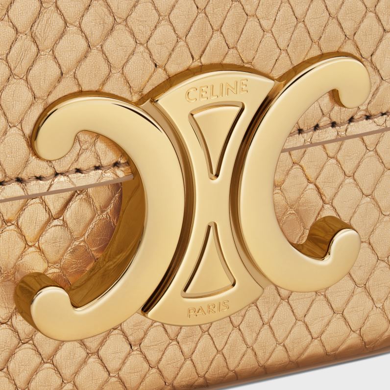 μίνι αλυσίδα claude σε πλαστικοποιημένο πύθωνα γυναίκες CELINE 640PT364 αξεσουάρ χρυσός