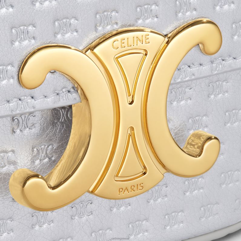 μίνι αλυσίδα claude σε πλαστικοποιημένο δέρμα μοσχαριού ανάγλυφο triomphe γυναίκες CELINE 640PT333 αξεσουάρ ασήμι