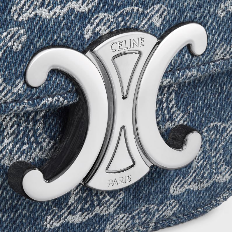 Μίνι αλυσίδα claude σε τζιν με triomphe παντού γυναίκες CELINE 640PT334 αξεσουάρ τζιν/ασημί