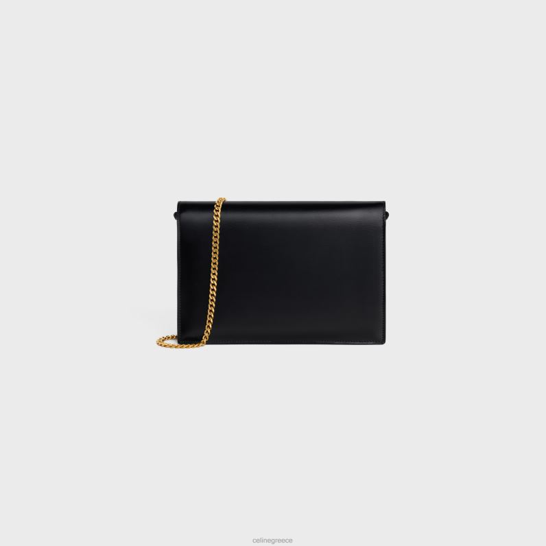 clutch soir σε γυαλιστερό δέρμα μόσχου γυναίκες CELINE 640PT392 αξεσουάρ μαύρος